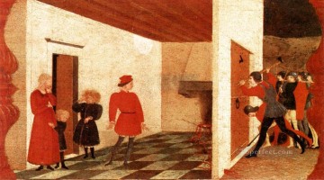 パオロ・ウッチェロ Painting - 冒涜されたホストの奇跡 シーン 2 ルネサンス初期 パオロ・ウッチェロ